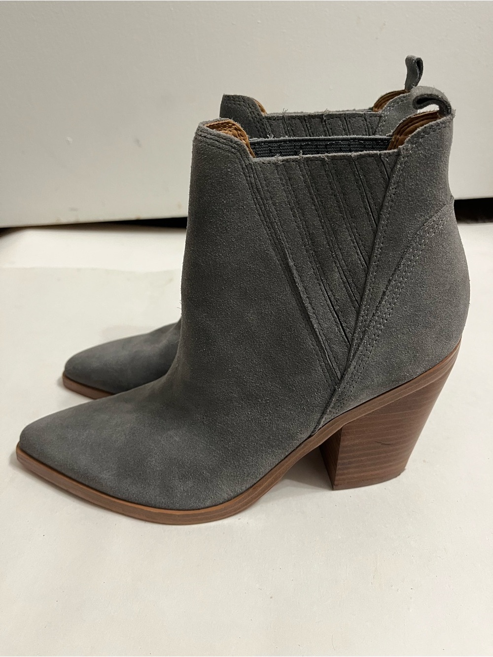 Marc Fisher Gray Suede Pointed Ankle Booties